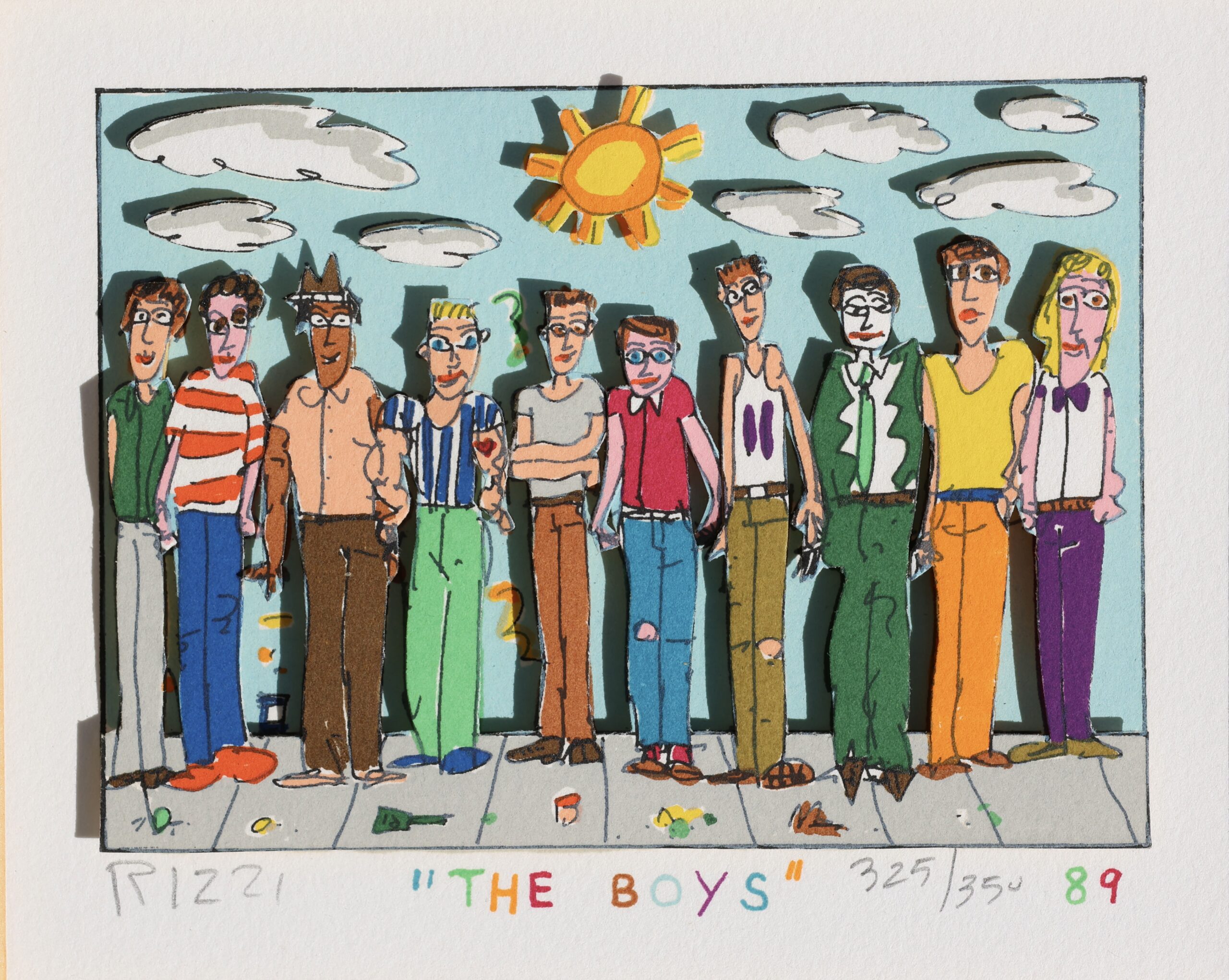 James Rizzi, 'The Boys' 1989, signierte 3D Siebdruck, Kunstauktion Miltenberg
